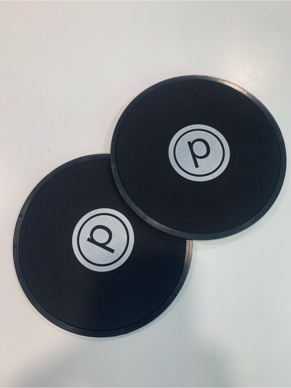 Pure Barre Black Sliders (Equipment for Class) with Silver Logo